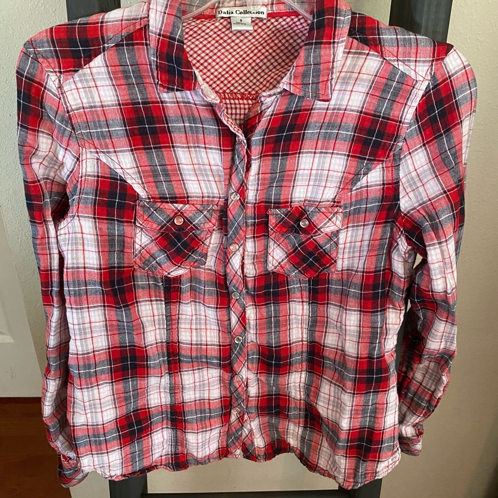 Plaid long sleeve button down
